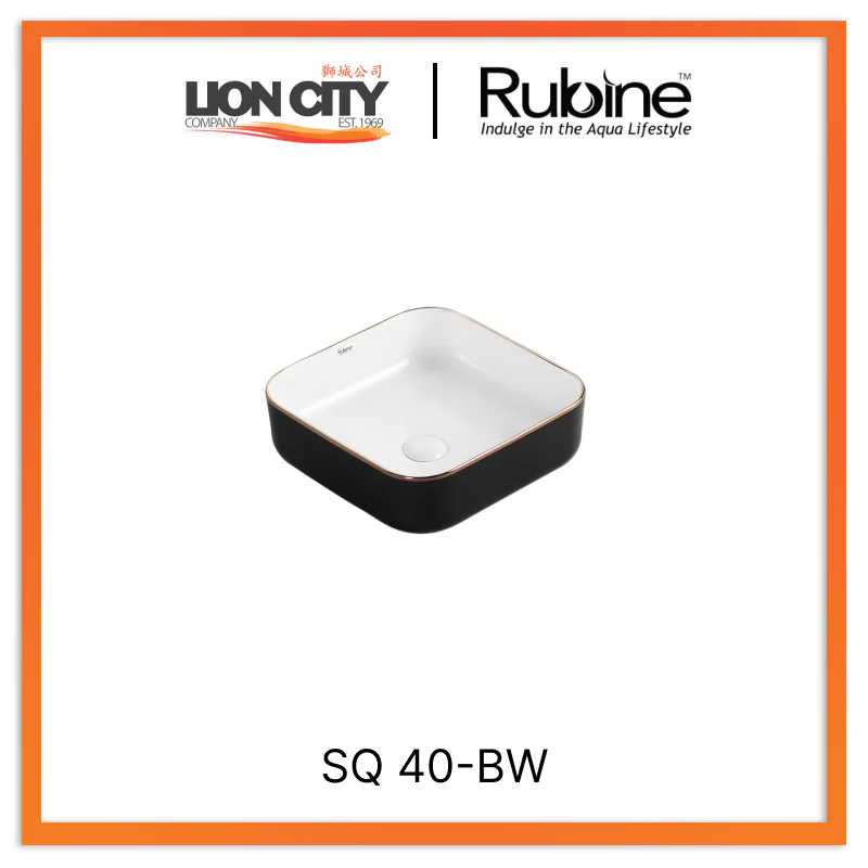 Rubine SQ 40-BW Countertop Square Ceramic Basin