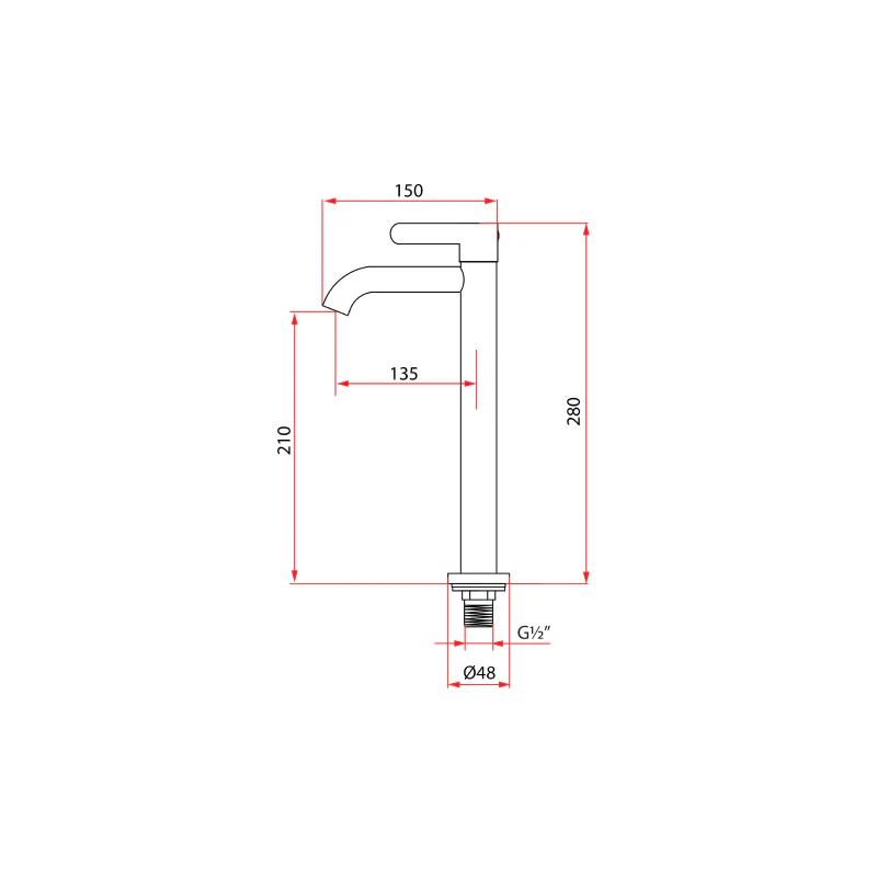 Rubine ALTA P91325L Tall Basin Tap - Image 3