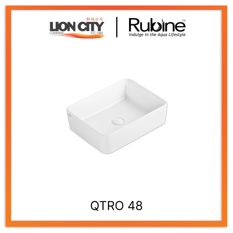 Rubine QTRO 48 Countertop Rectangular Ceramic Basin