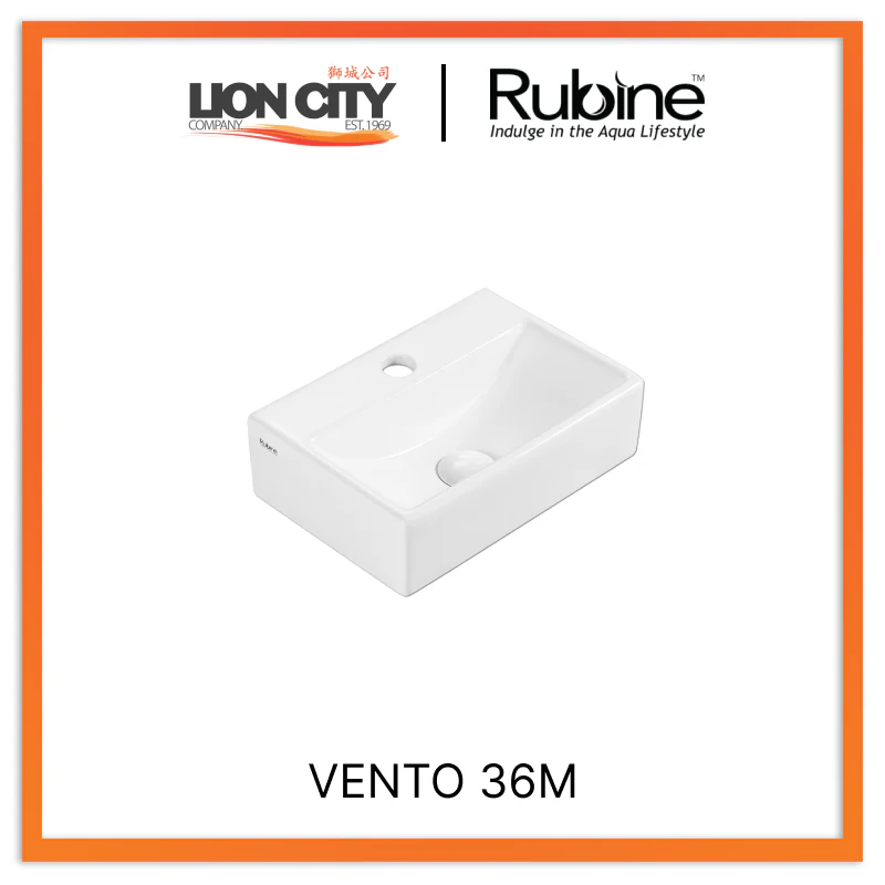 Rubine VENTO 36M Wall-Hung / Countertop Rectangular Ceramic Basin