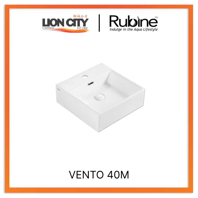 Rubine VENTO 40M Wall-Hung / Countertop Square Ceramic Basin