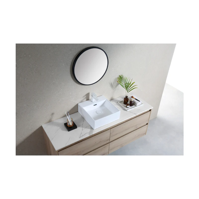 Rubine VENTO 40M Wall-Hung / Countertop Square Ceramic Basin - Image 4