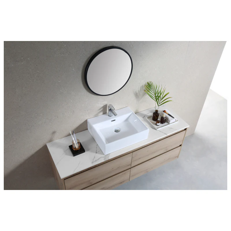 Rubine VENTO 50M Wall-Hung / Countertop Rectangular Ceramic Basin - Image 4