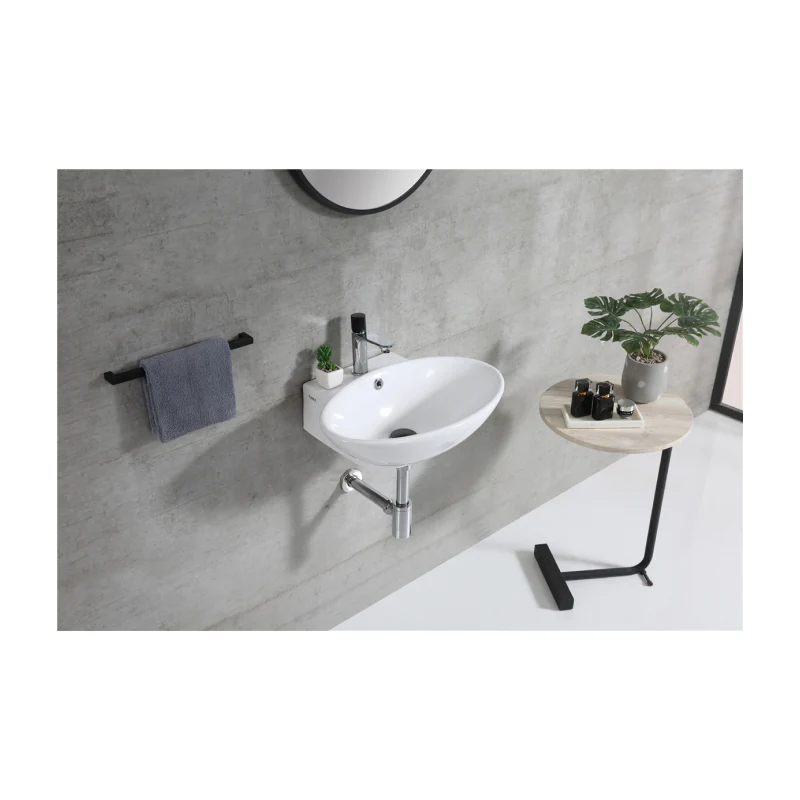 Rubine VENTO 53M Wall-Hung Oval Ceramic Basin - Image 3