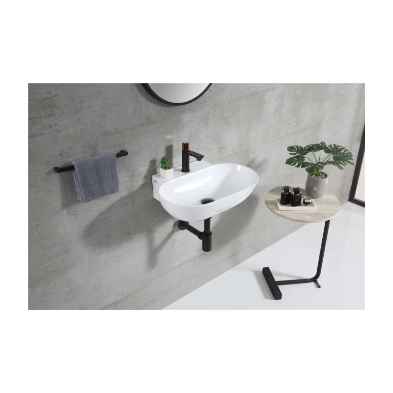 Rubine VENTO 55M Wall-Hung Oval Ceramic Basin - Image 3