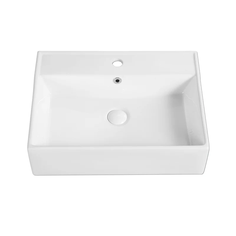 Rubine VENTO 58M Wall-Hung / Countertop Rectangular Ceramic Basin - Image 3