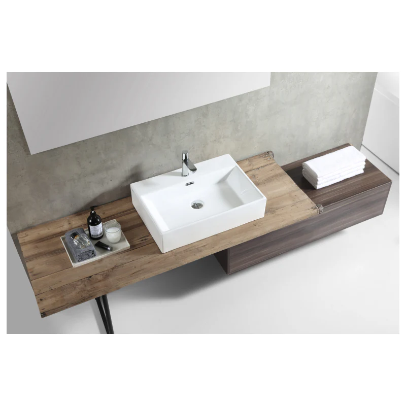 Rubine VENTO 60M Wall-Hung / Countertop Rectangular Ceramic Basin - Image 4