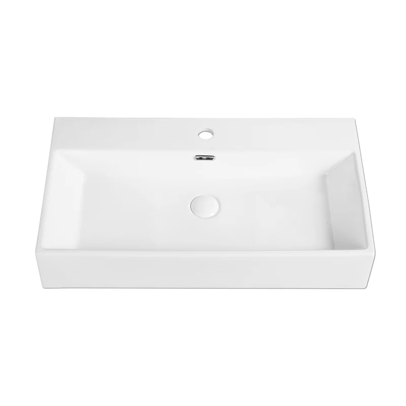 Rubine VENTO 75M Wall-Hung / Countertop Rectangular Ceramic Basin - Image 3
