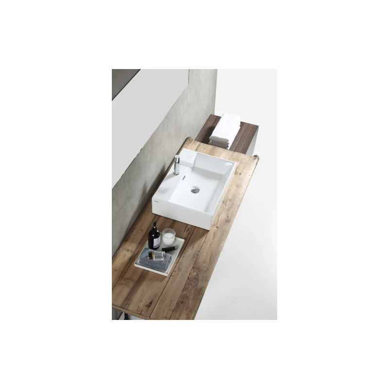 Rubine VENTO 75M Wall-Hung / Countertop Rectangular Ceramic Basin - Image 4