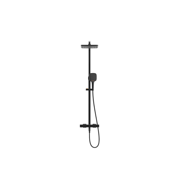 Rubine RSC-THERMO-S41-BK Thermo Square Rainshower Column With Mixer Shelf (Matte Black) - Image 2