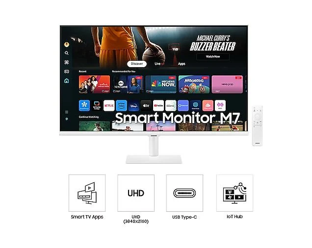 Samsung 32-Inch Smart Monitor M7 M70D 4K UHD White - Image 4