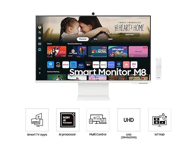 Samsung 32" Smart Monitor M8 M80D White UHD 4K VA - Image 4