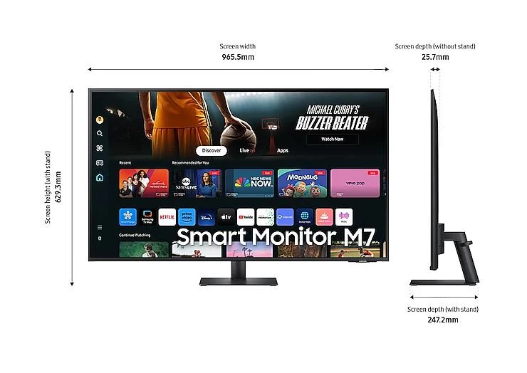 Samsung 43-Inch Smart Monitor M7 M70D 4K UHD Black - Image 5