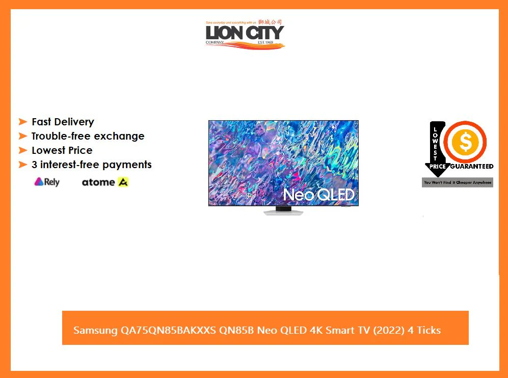 Samsung 75" QA75QN85BAKXXS QN85B Neo QLED 4K Smart TV (2022) 4 Ticks - Image 4