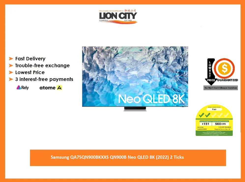 Samsung 75” QA75QN900BKXXS QN900B Neo QLED 8K (2022) 2 Ticks - Image 4