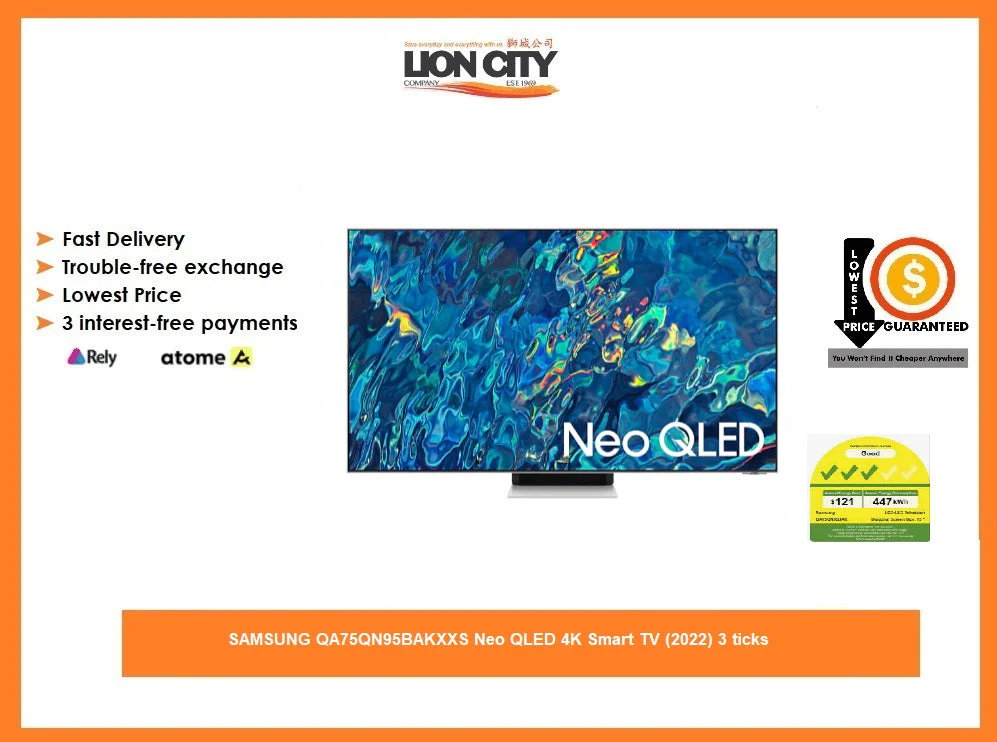 Samsung 75” QN95B QA75QN95BAKXXS Neo QLED 4K Smart TV (2022) 3 ticks - Image 3