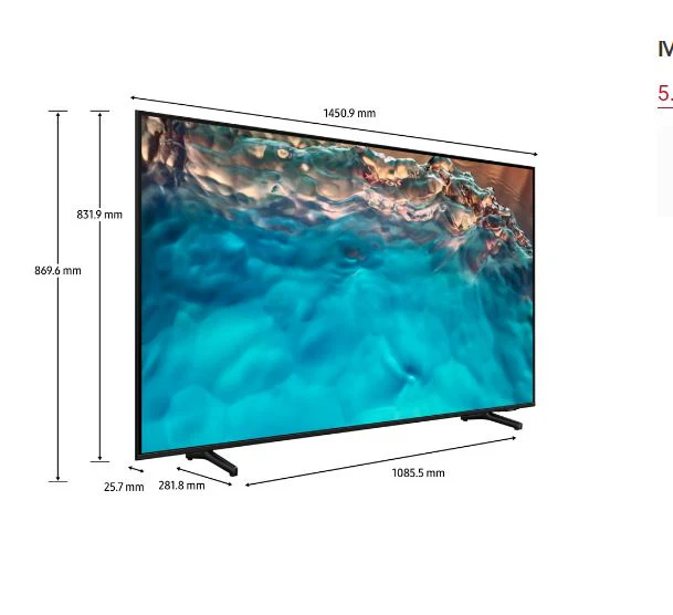 SAMSUNG UA65BU8000KXXS BU8000 Crystal UHD 4K Smart TV (2022) 4 Ticks - Image 3