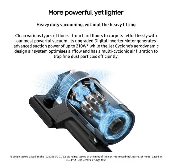 Samsung VS20A95843W/SP BESPOKE Jet Complete Stick Vacuum Cleaner with All-in-One Clean Station - Image 4