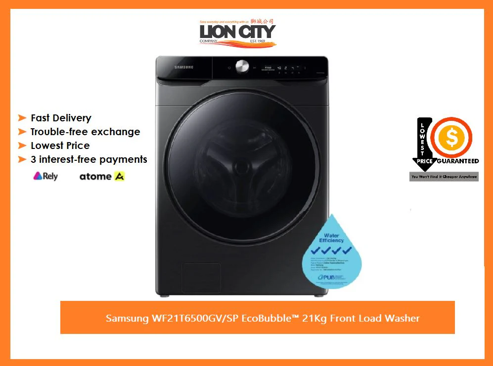 Samsung WF21T6500GV/SP EcoBubble™ 21Kg Front Load Washer
