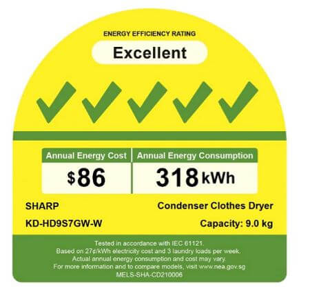 Sharp KD-HD9S7GW-W 9kg Heat Pump Dryer - Image 6