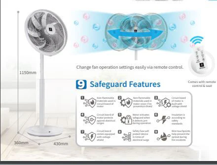 Sharp PJ-H16DE-W Plasmacluster Ion Electric Stand Fan - Image 6