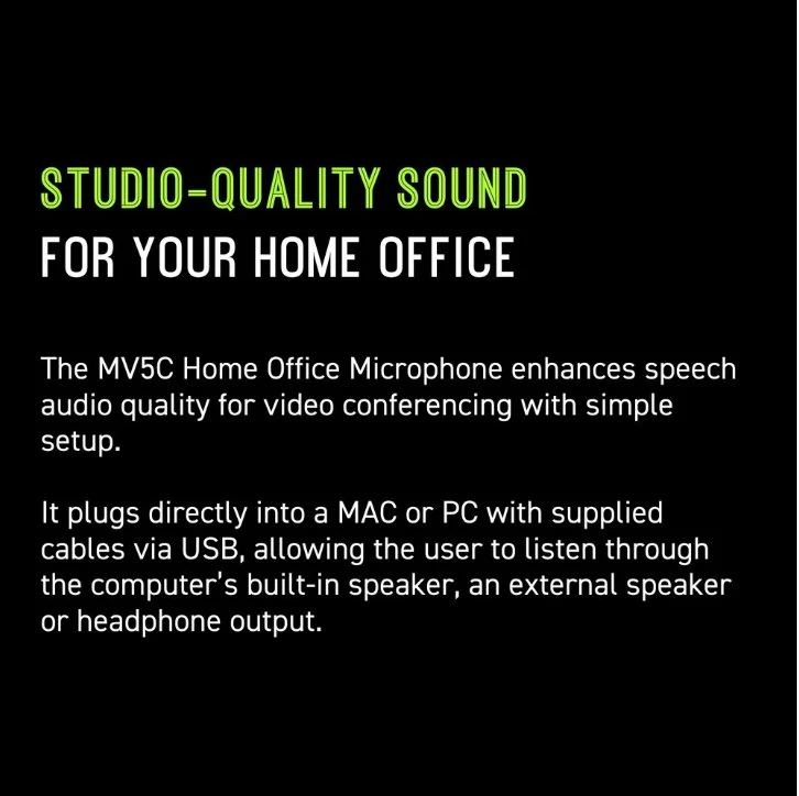Shure MV5C Home Office Microphone USB-A for Teams Zoom - Image 6