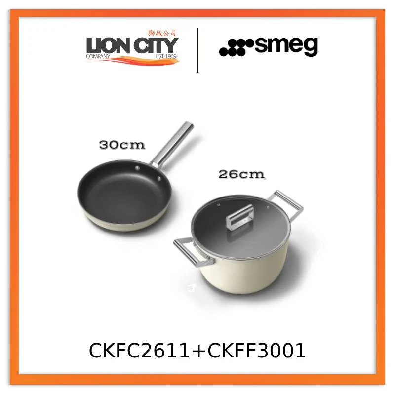Smeg CKFC2611 30cm Frying Pan + CKFF3001 26cm Casserole with Lid - Image 3