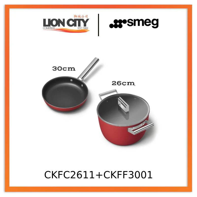 Smeg CKFC2611 30cm Frying Pan + CKFF3001 26cm Casserole with Lid - Image 5