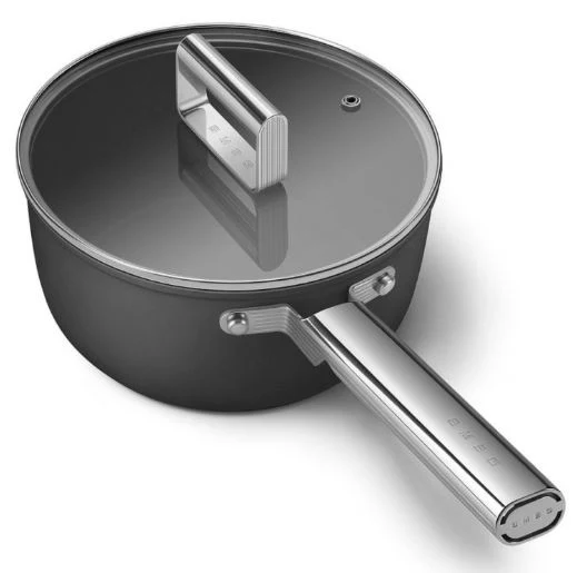 Smeg CKFS2011BLM/CRM/RDM Non-Stick Saucepan Cookware, Black 50's Style Aesthetic - Image 2