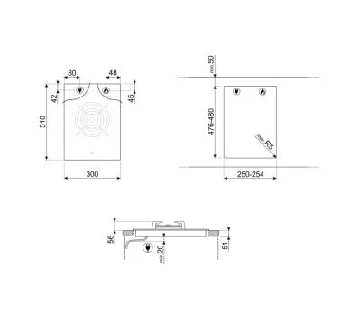 Smeg PC31GNO 30cm Black Glass Gas Hob, 1 burner + SI5322B 30cm Induction Hob, 2 zones + KSET9XE2 90cm Telescopic Hood - Image 8