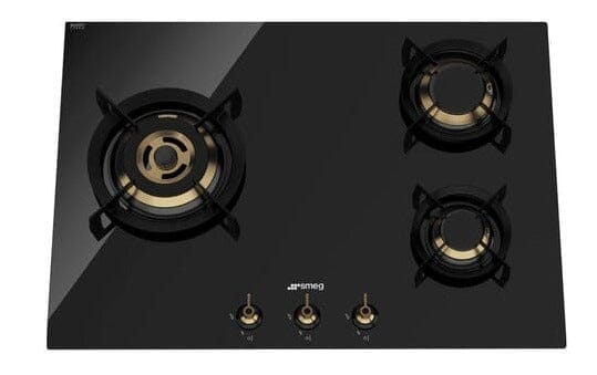 Smeg PC73GNO 70cm Black Glass Gas Hob + KSET9XE2 90cm Telescopic Hood - Image 2