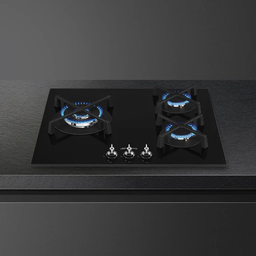 SMEG PV363LN 60cm Gas Hob with 3 Burners Black - Image 2