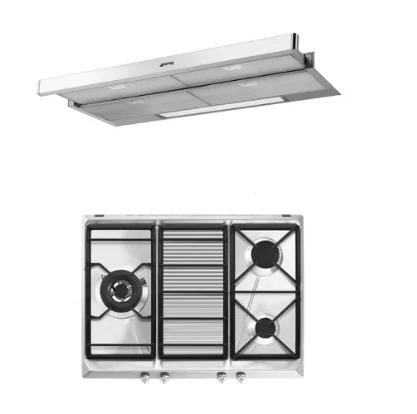 Smeg SRV573XG 70cm Stainless Steel Gas Hob + KSET9XE2 90cm Telescopic Hood - Image 2