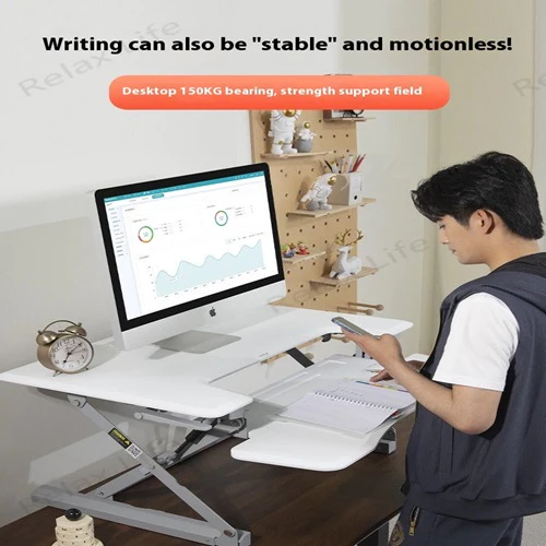 Standing Desktop Elevating Workbench Folding Computer Desk Standing Workstation Computer Stand - Image 6