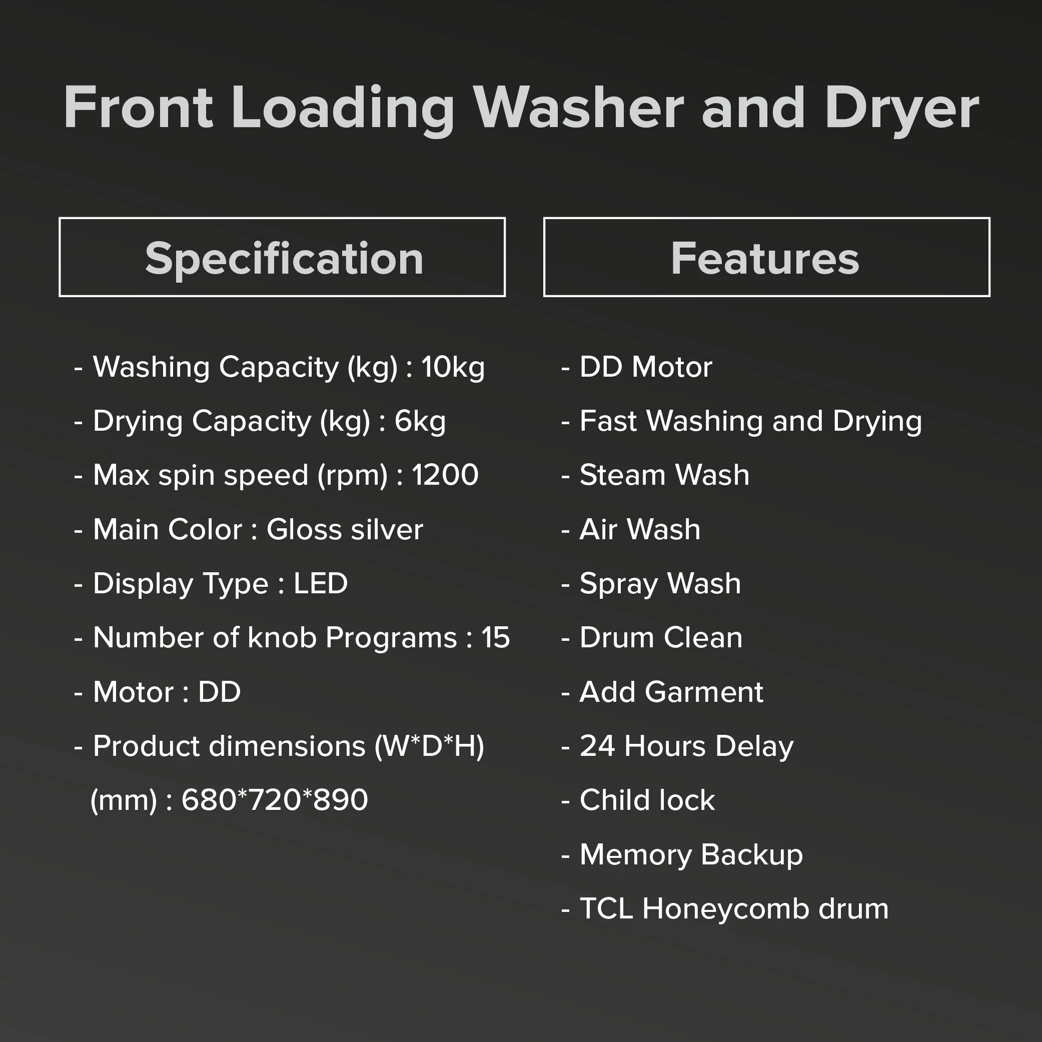 TCL C2110WD Washer & Dryer Combo DD Inverter 10KG Washer | 6KG Dryer - Image 8