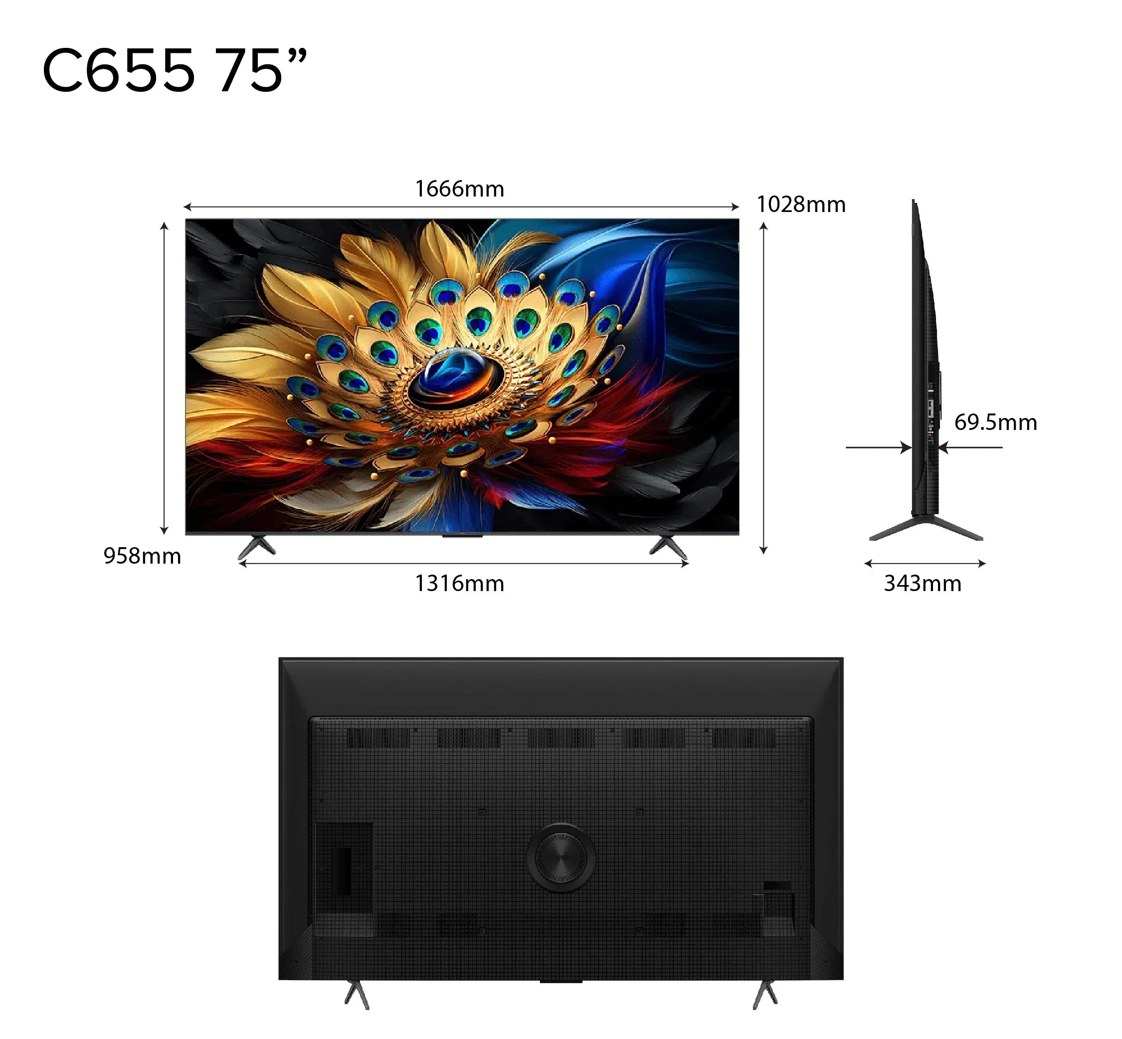 TCL C655 4K QLED 75" Onkyo Subwoofer AI Smart TV - Image 3