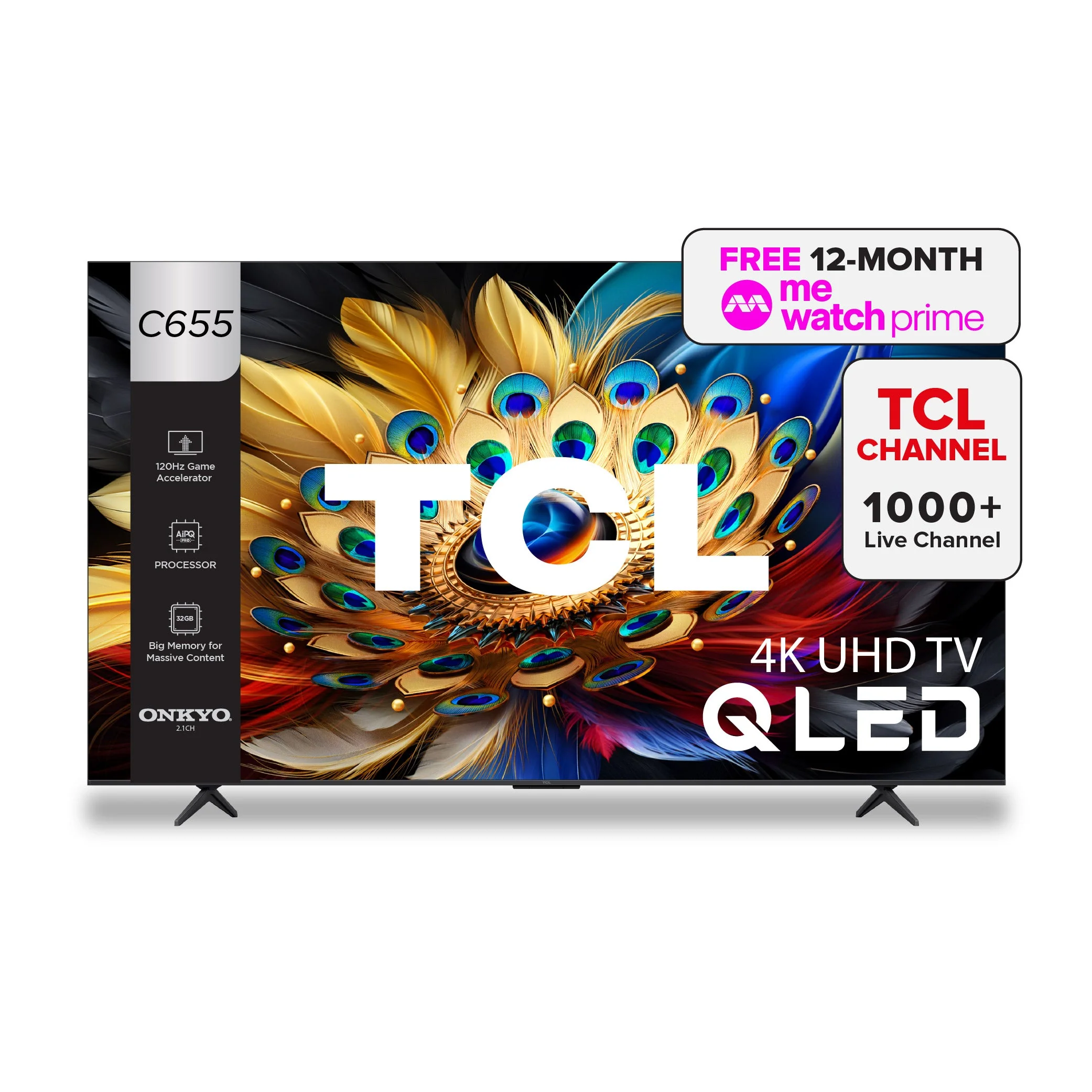 TCL C655 4K QLED Pro 75" TV With Onkyo Subwoofer And AI Eye Care - Image 2