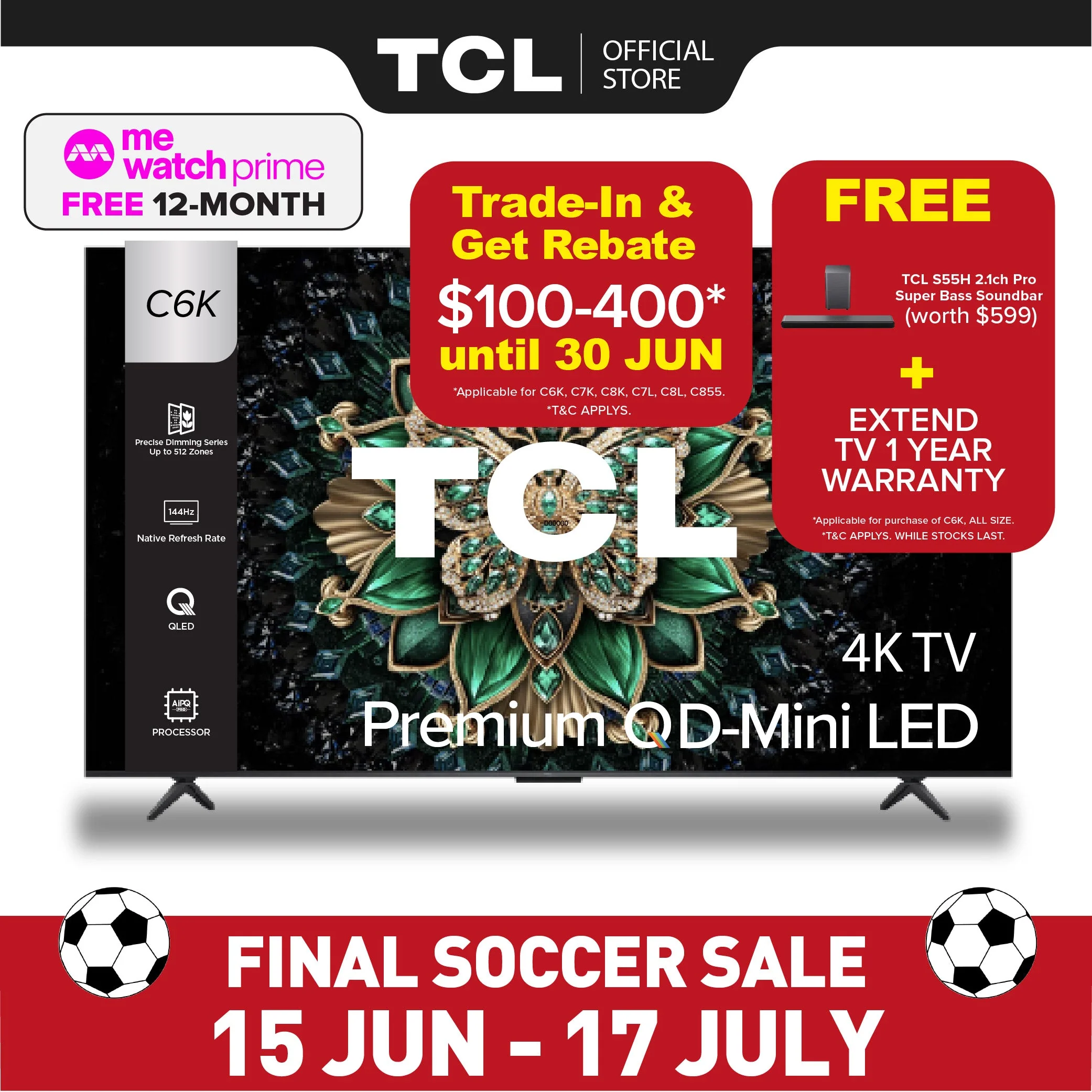 TCL C6K QD Mini-LED TV 55‑85″ Size Options