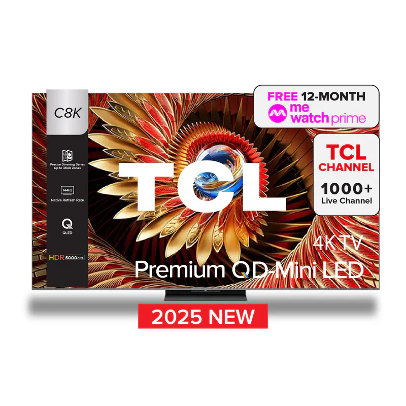 TCL C8K Premium QD-Mini LED 4k TV 65"/75"/85"/98" HDR 4500 nits AI Smart Google TV - Image 2