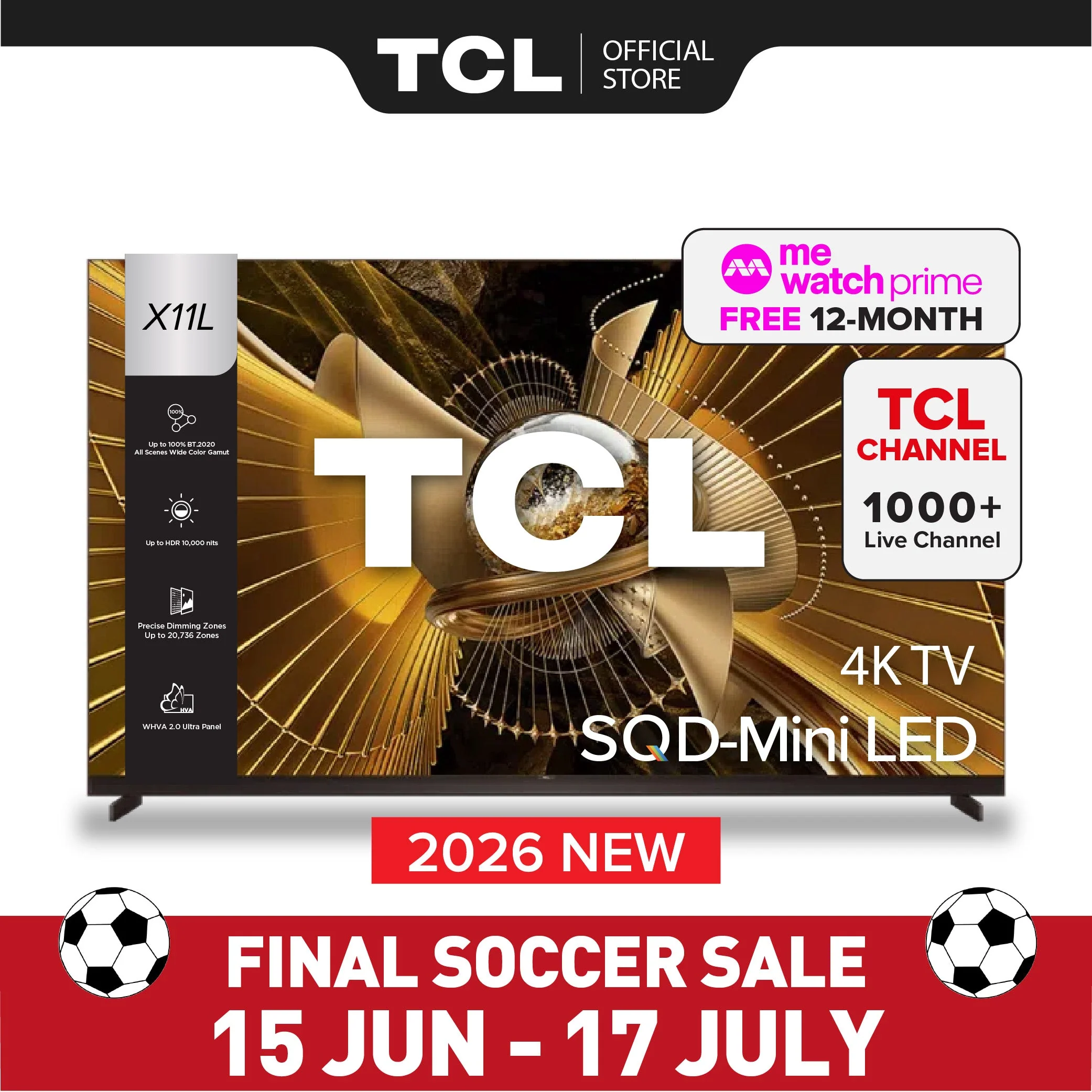 TCL X11L Premium SQD-MiniLED 4K TV 75 Inch
