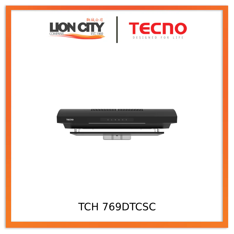 Tecno 76cm TCH 769DTCSC-BK DYNA-X Ultra Slim Hood with Auto Clean