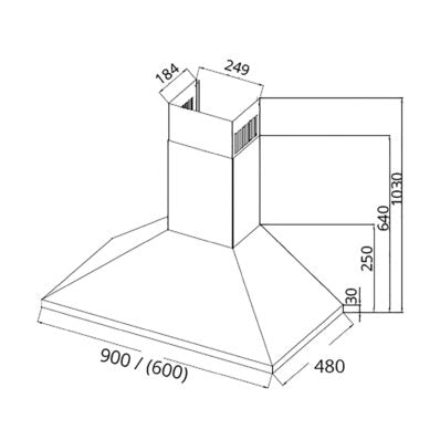 Tecno Uno KA 2038 / 90 Chimney Hood Stainless Steel 90cm, Touch Control - Image 3