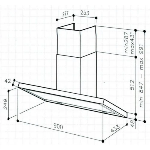 Tecno 90cm High Line Chimney with Advanced Sensor Control KASC 9997 - Image 3