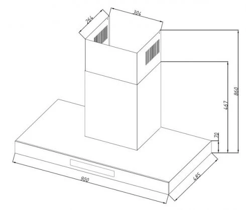 Tecno Uno KA 9980 Chimney Hood Stainless Steel 90cm, Slide Control, Anti Fingerprint - Image 3