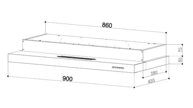 Tecno Uno TH 968 TL Slim Line Hood Stainless Steel 90cm, Twin Motor - Image 3
