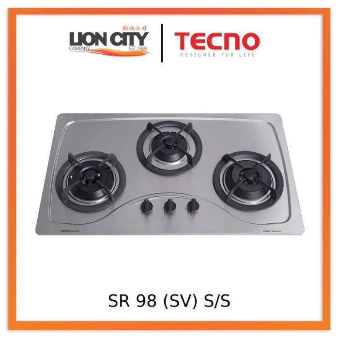 Tecno Uno SR 98 SV Stainless Steel Hob Stainless Steel 86cm, V.V.S  3 Burner (2x Big, 1x Medium)
