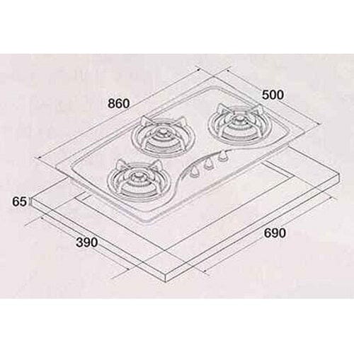 Tecno Uno SR 98 SV Stainless Steel Hob Stainless Steel 86cm, V.V.S  3 Burner (2x Big, 1x Medium) - Image 4