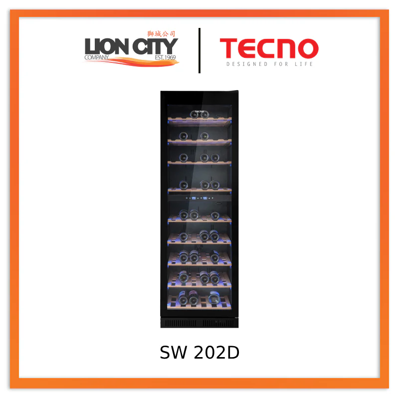 Tecno SW 202D 171-Bottle Built-in Wine Chiller (Full Black) SW202D