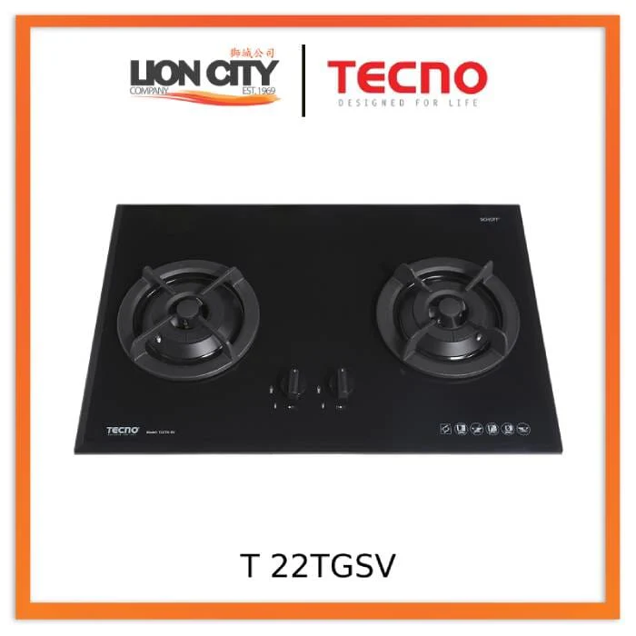 Tecno Uno T 22 TGSV Toughened Glass Hob (SCHOTT) 75cm, V.V.S  2 Burners (2x Big) - Image 2