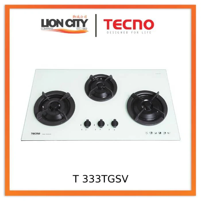 Tecno Uno T 333 TGSV Toughened Glass Hob (SCHOTT)  86cm, V.V.S  3 Burners (2x Big, 1x Medium) - Image 4